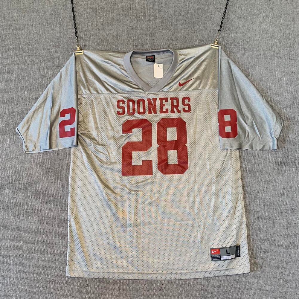 2000s Nike Oklahoma Sooners silver football Jersey